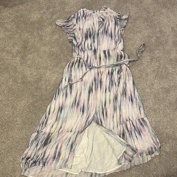 Side Stitch Flutter Sleeve Maxi Dress “watercolor” - Picture 4 of 8